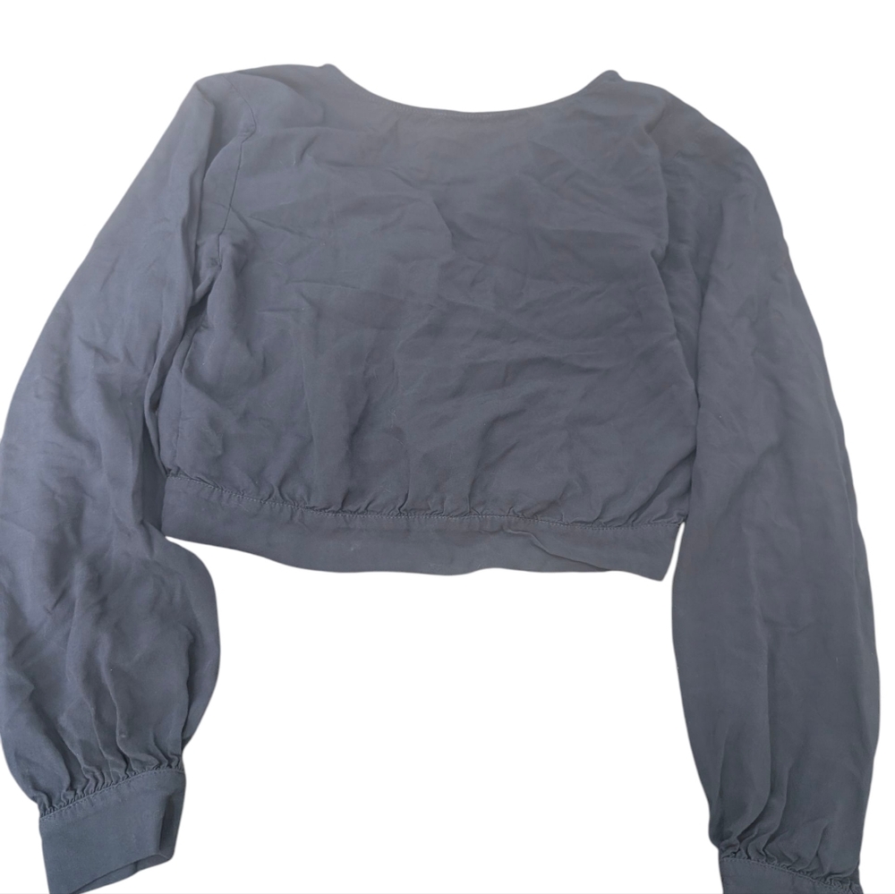Frank And Oak Baby Blue Cropped Blouse Size Xxs - Picture 2 of 6